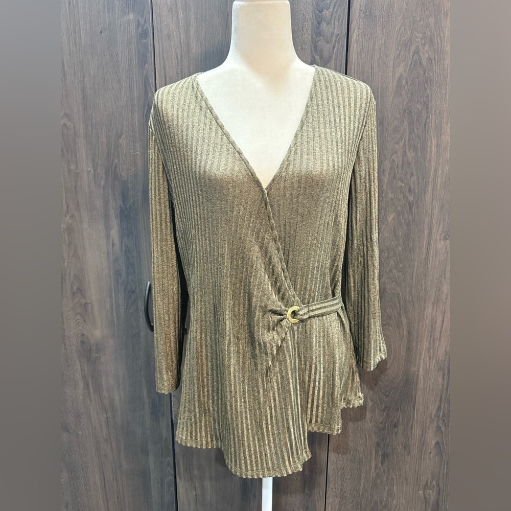 Michael Kors olive green  V neck wrap blouse